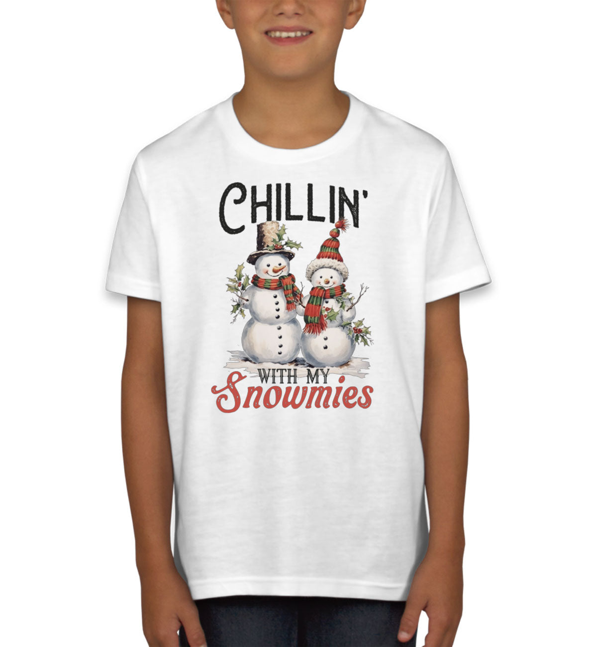 Chillin' With My Snowmies Christmas Youth T-shirt