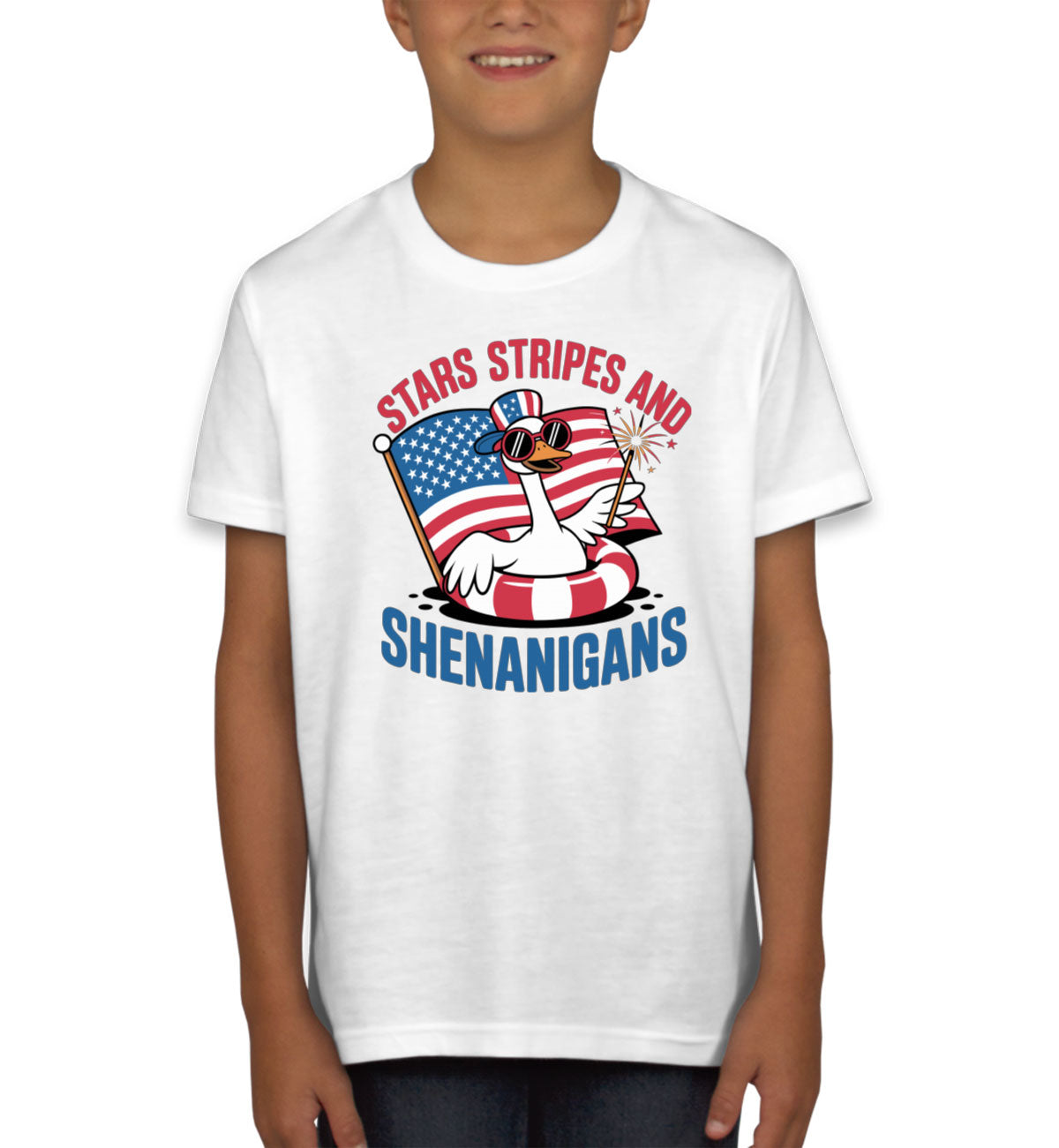 Stars Stripes And Shenanigans Independence Day Patriotic Youth T-shirt