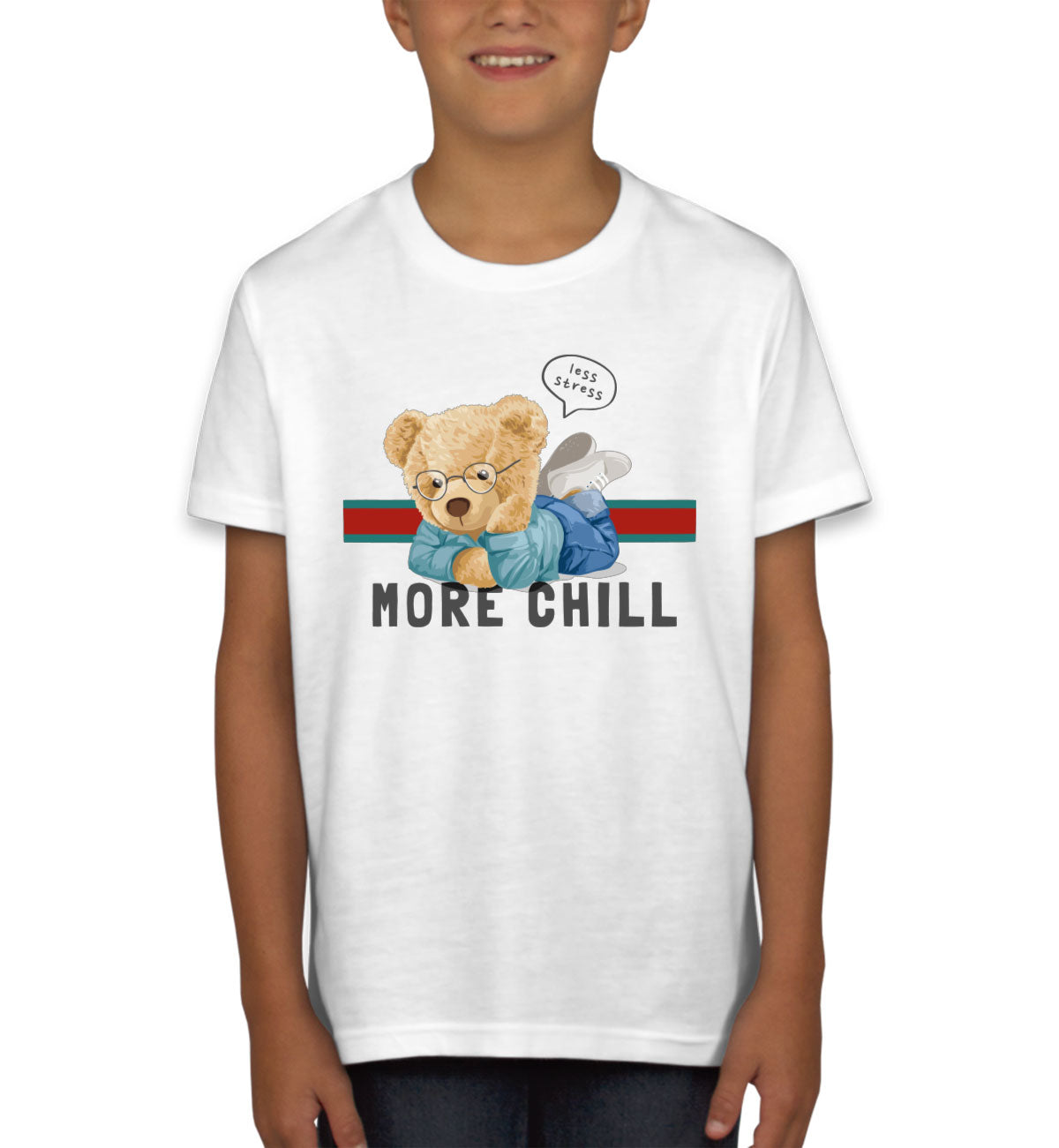 Teddy Bear Less Stress More Chill Youth T-shirt