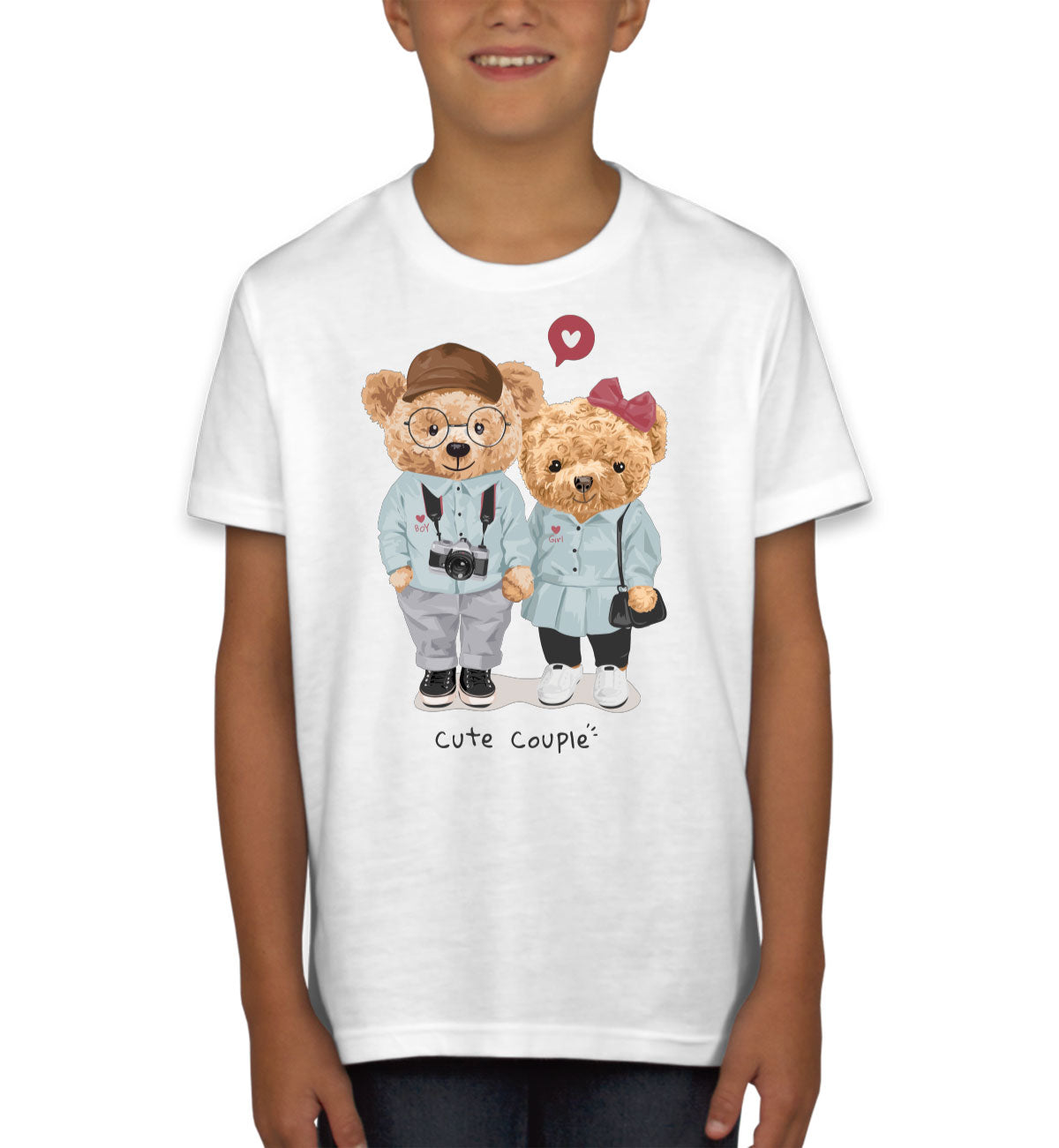 Teddy Bear Cute Couple Youth T-shirt