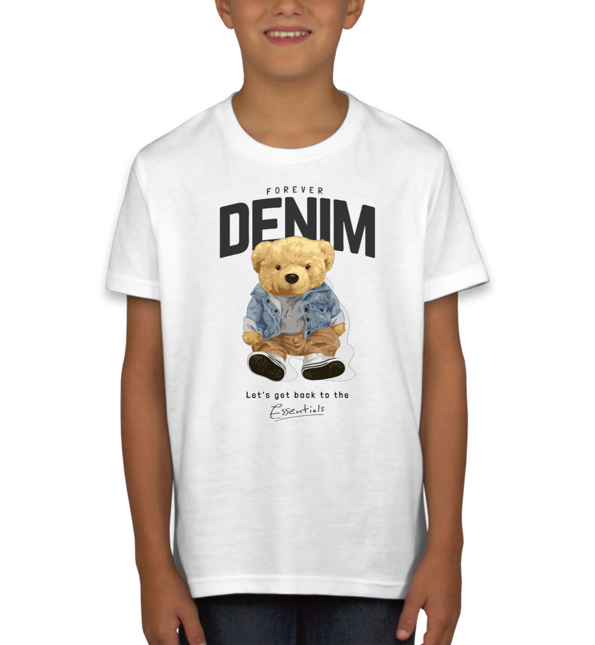Teddy Bear Forever Denim Youth T-shirt