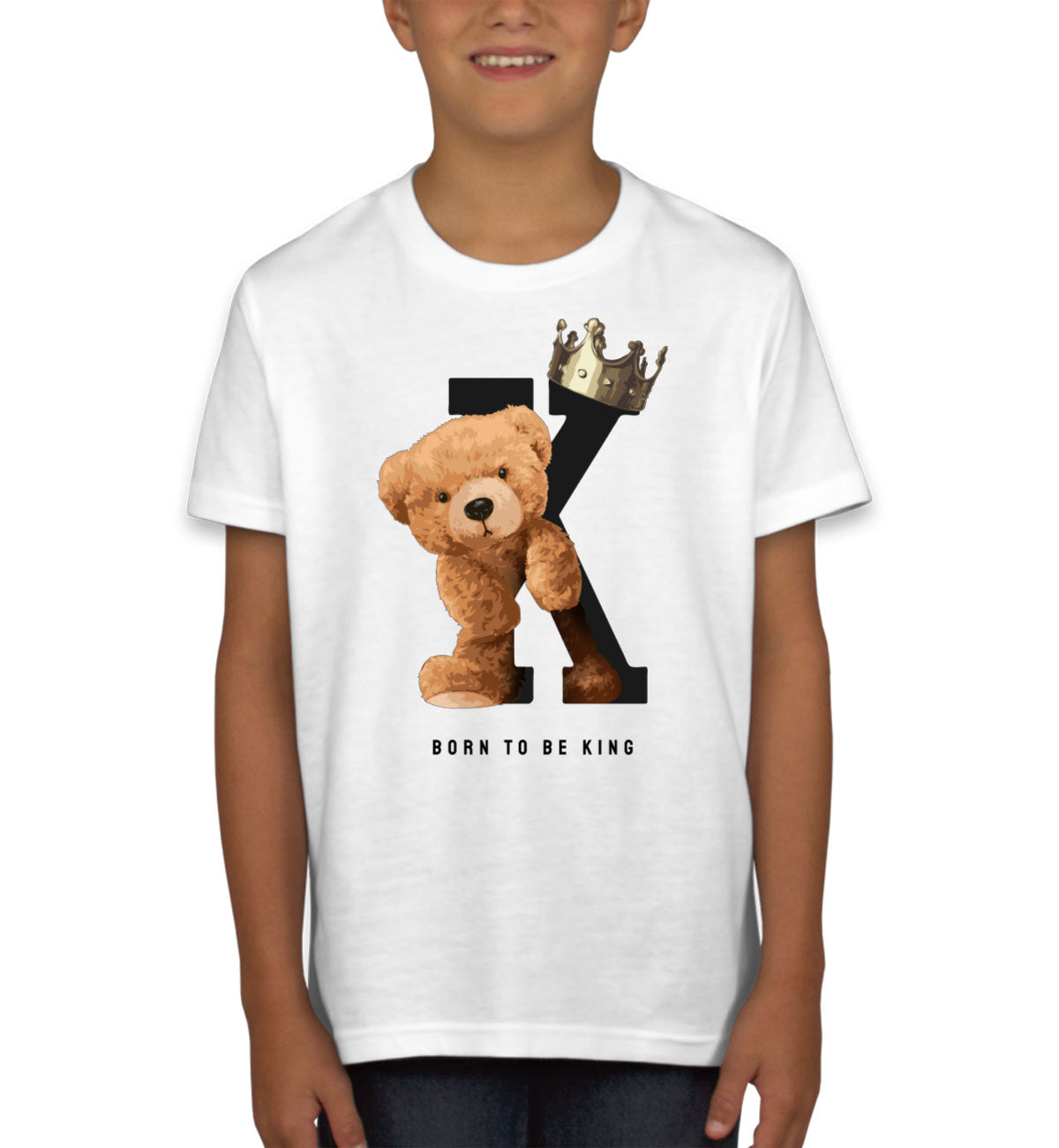 Teddy Bear Born To Be King Youth T-shirt