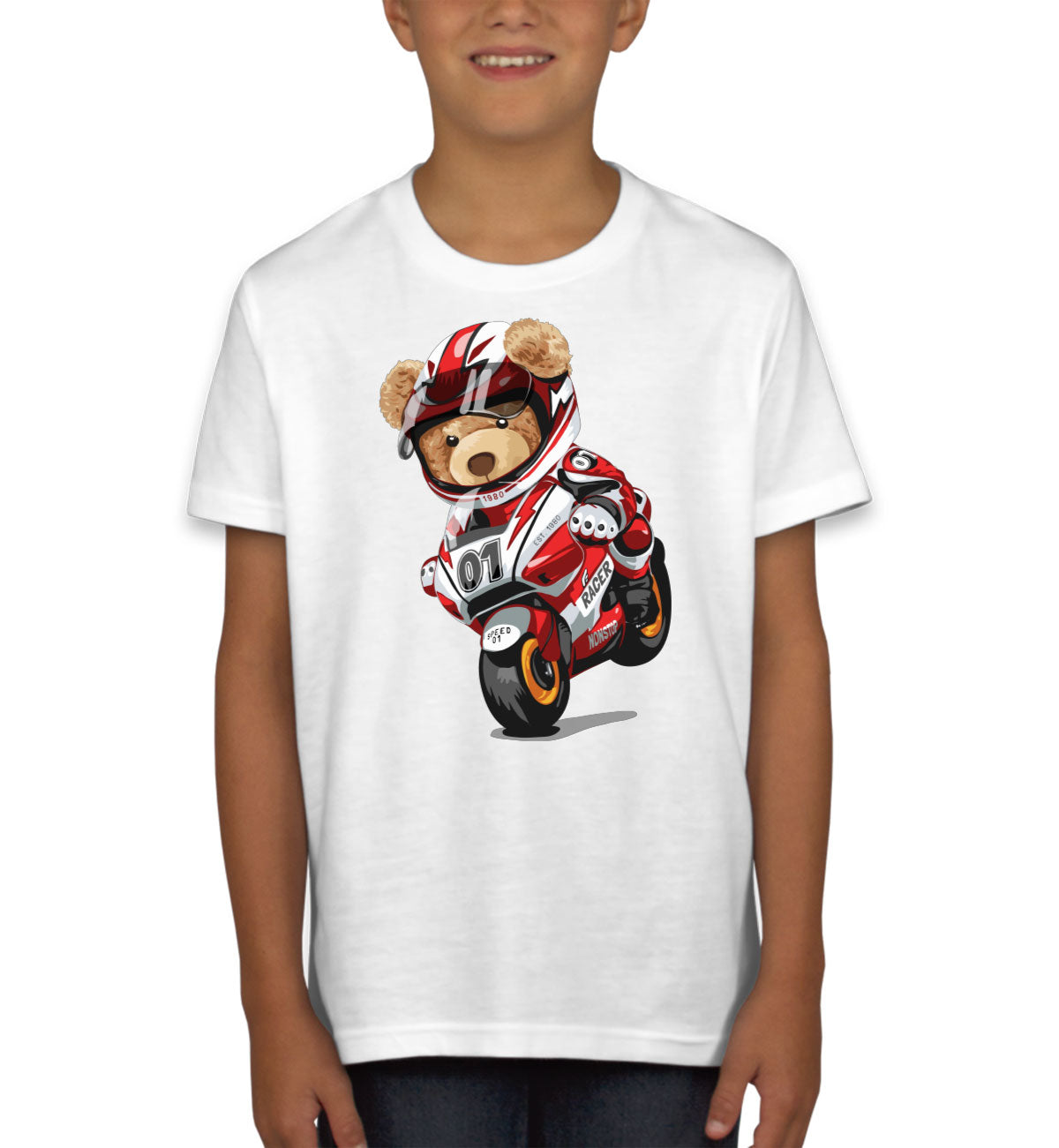 Teddy Bear Motorcycle Youth T-shirt