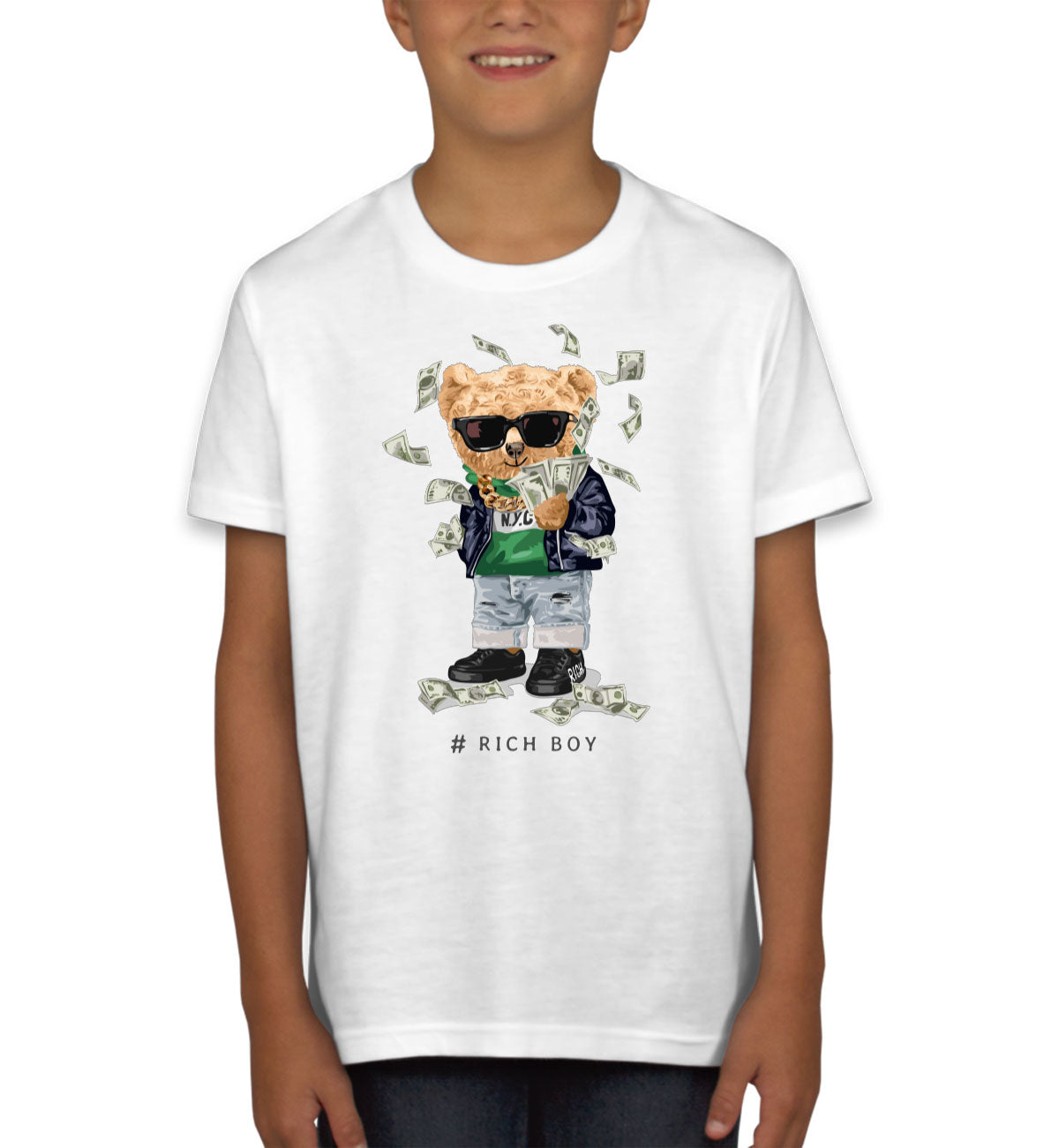 Teddy Bear Rich Boy Youth T-shirt