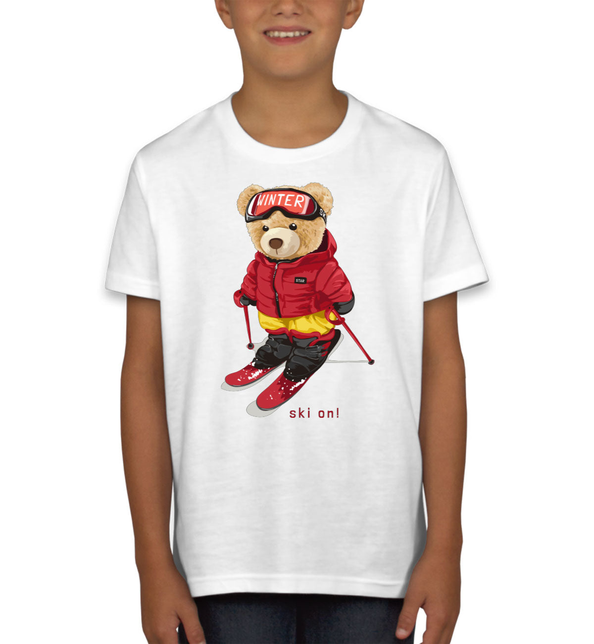 Teddy Bear Snowboarding Youth T-shirt