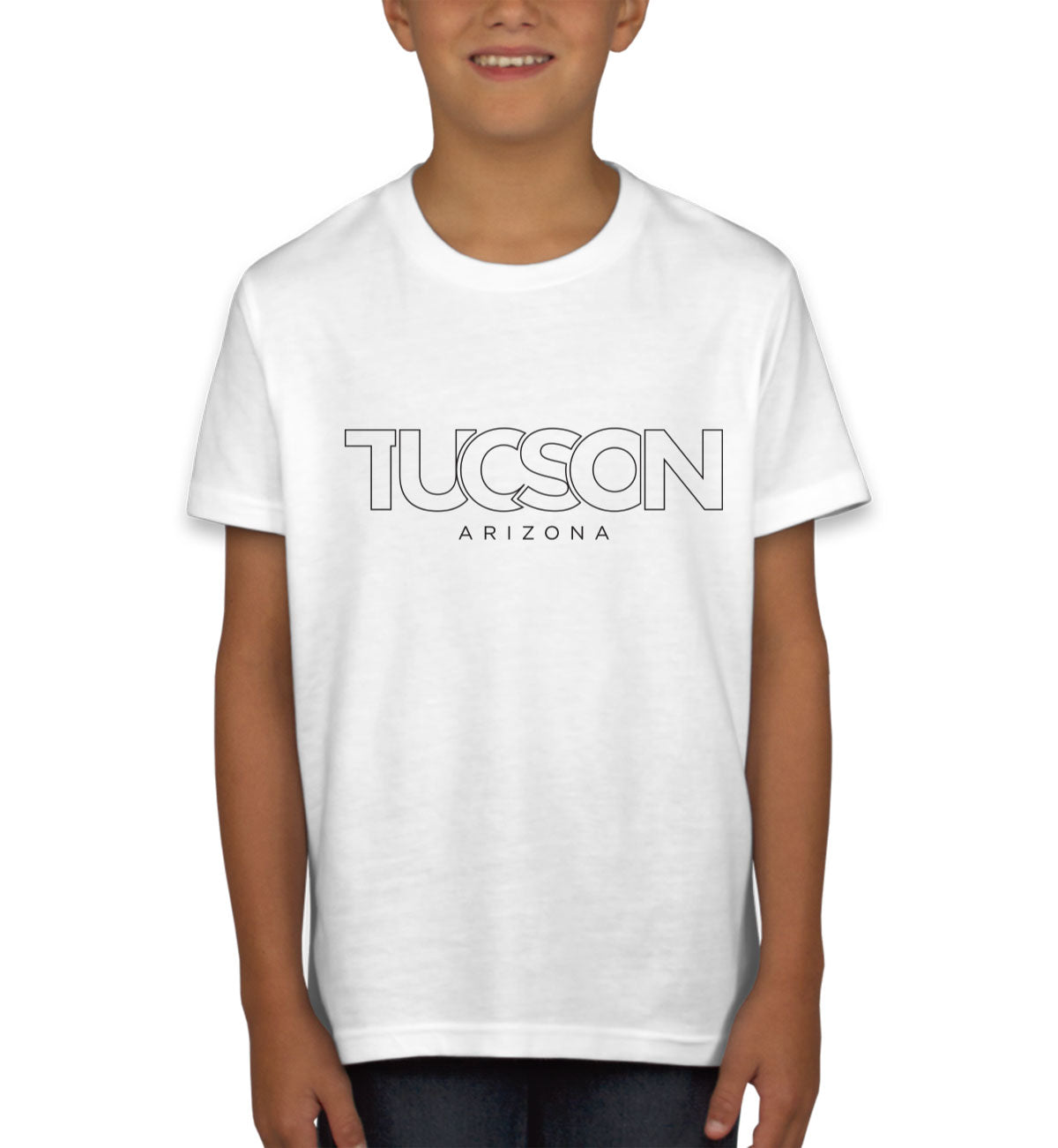 Tucson Arizona Outline Typography Youth T-shirt