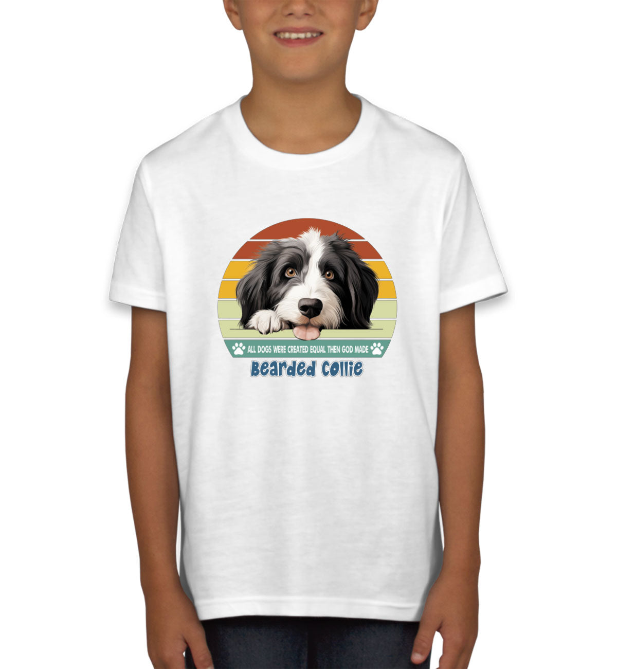 All Dogs Were Created Equal Bearded Collie Youth T-shirt
