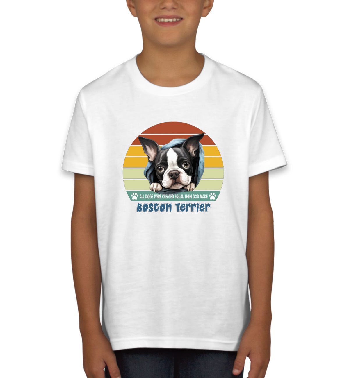 All Dogs Were Created Equal Boston Terrier Youth T-shirt