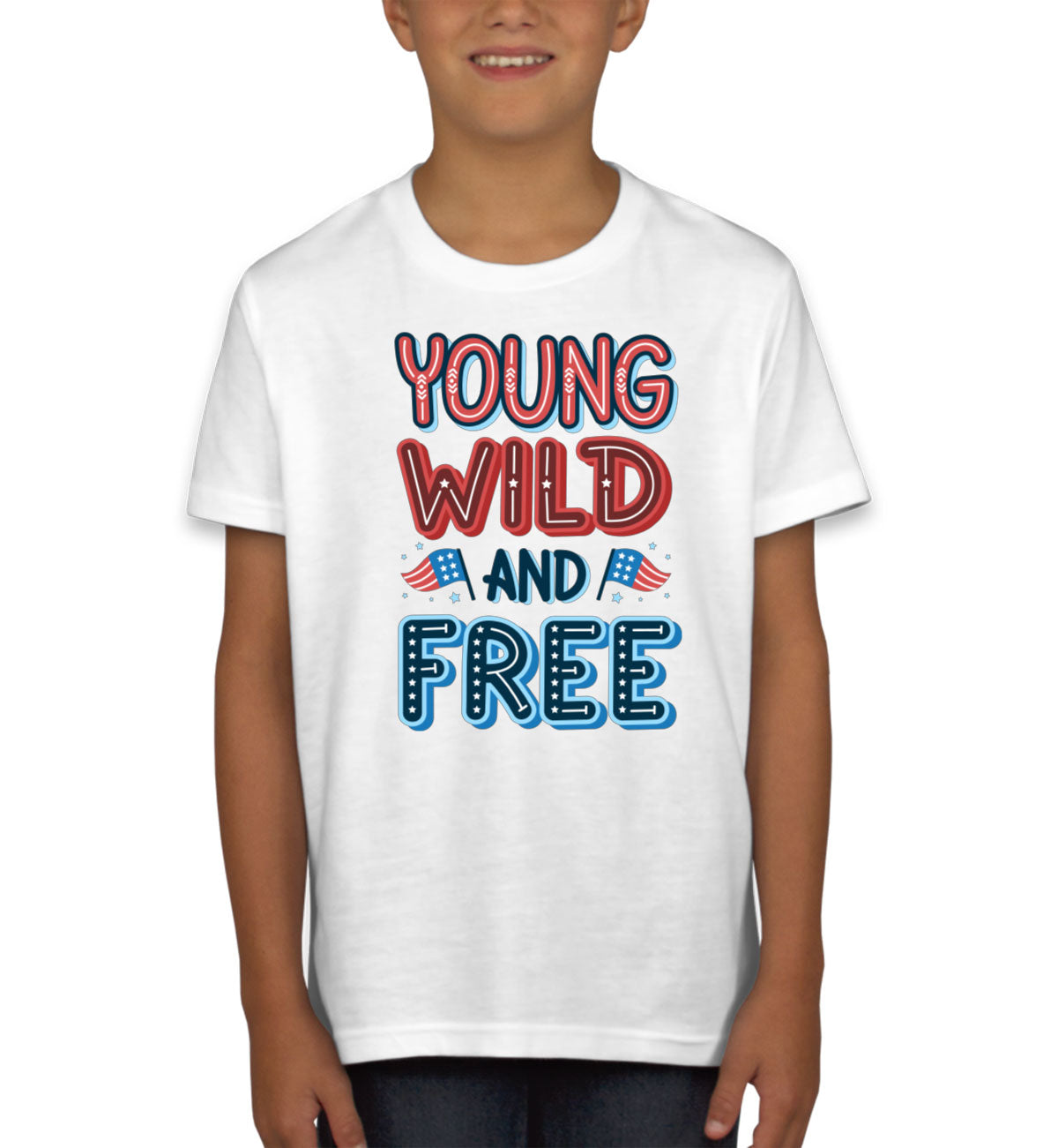 Young Wild And Free Patriotic Youth T-shirt