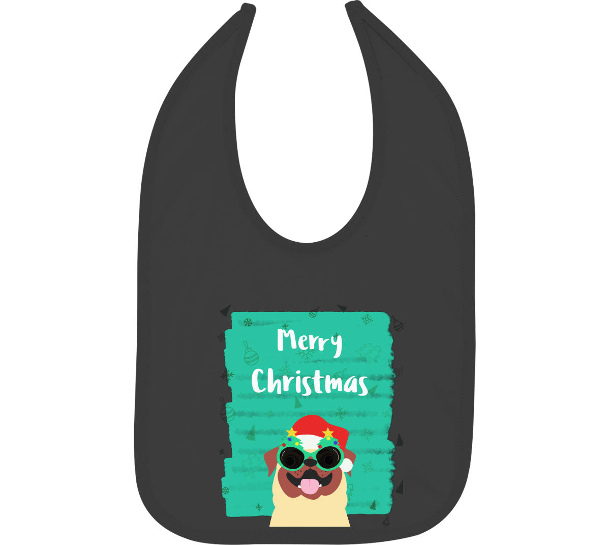 Merry Christmas Pug Christmas Baby Bib