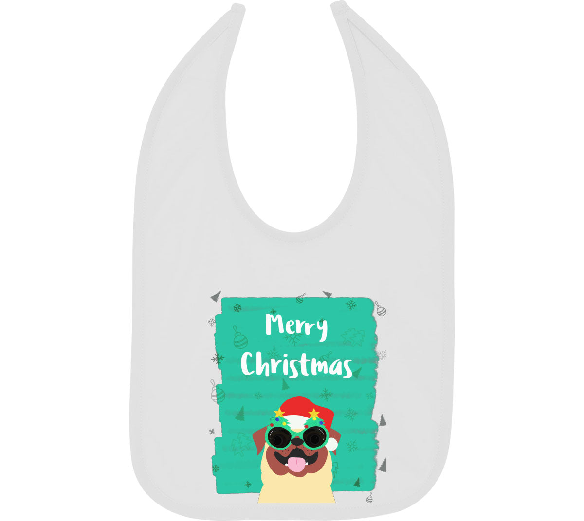 Merry Christmas Pug Christmas Baby Bib