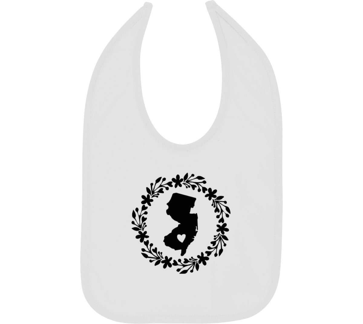 New Jersey NJ Heart Baby Bib