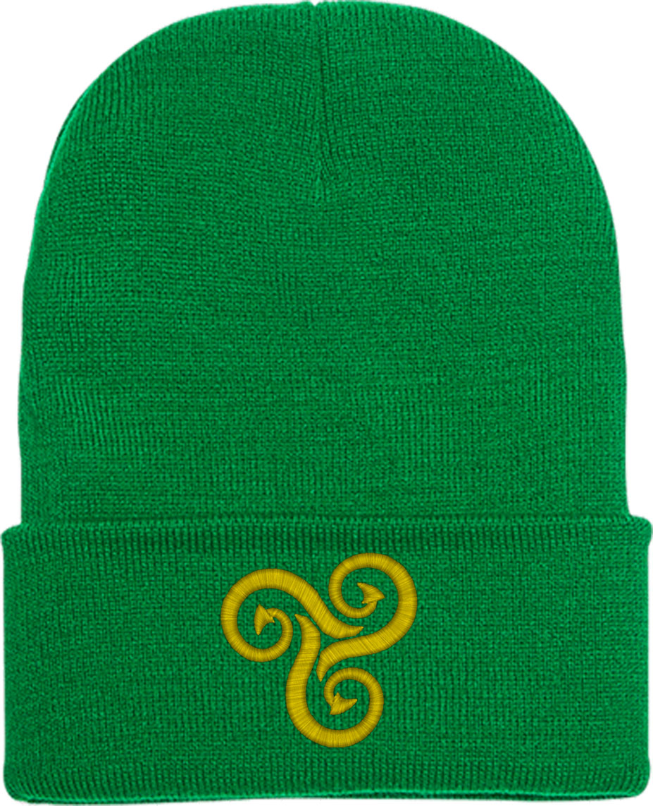 Celtic Disk Ornament Knit Beanie