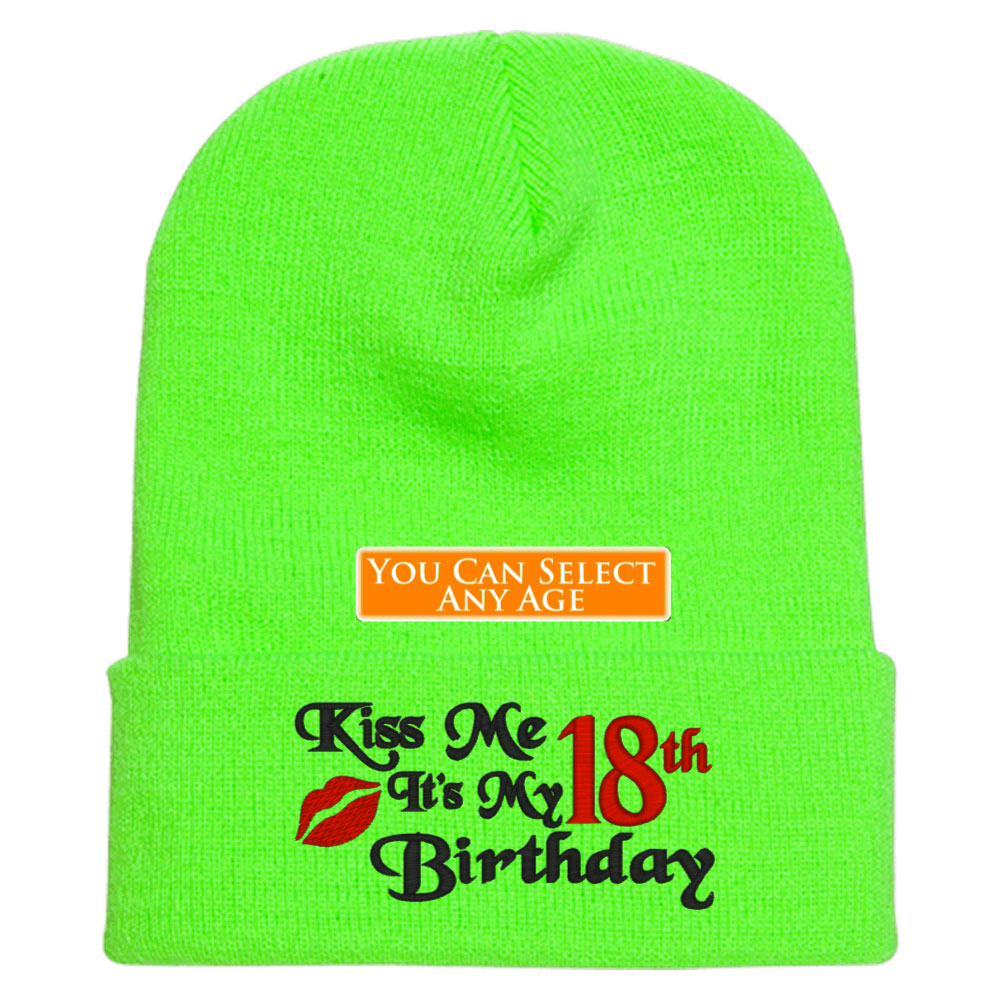 Kiss Me, It's My [Custom Age] Birthday Knit Beanie