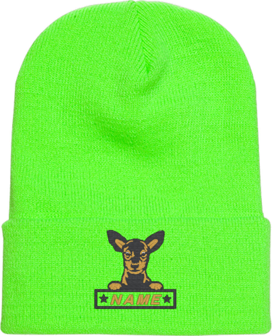 Miniature Pinscher Custom Name Knit Beanie