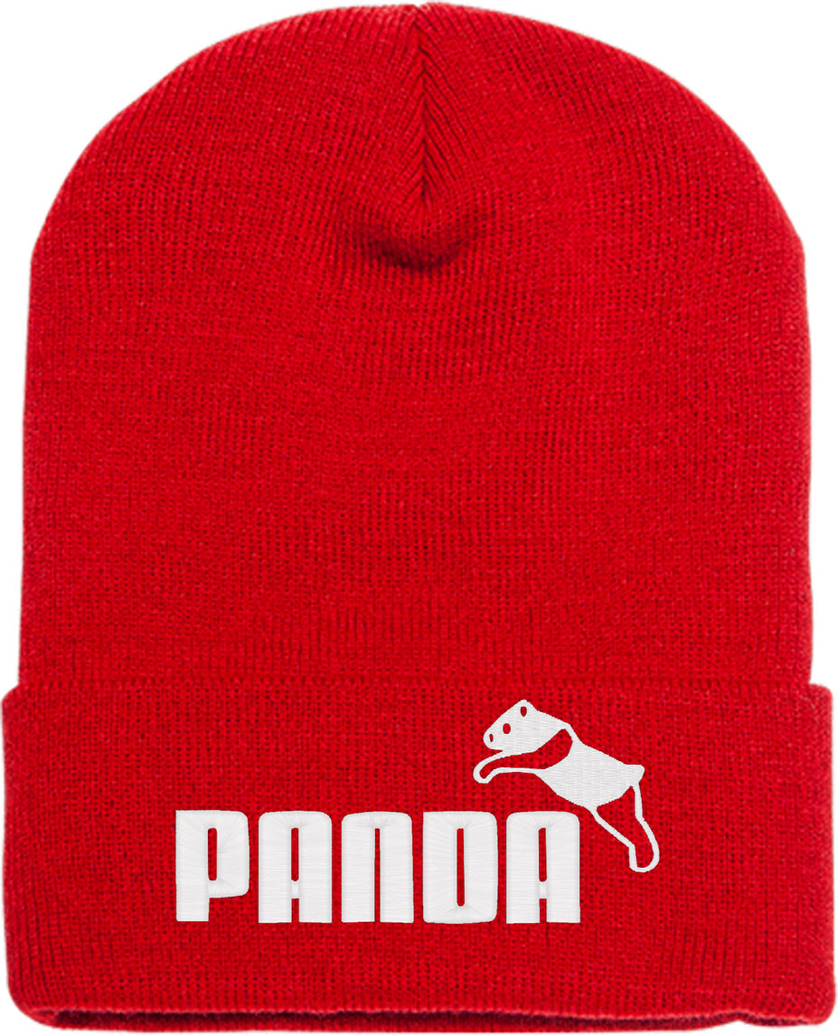 Panda Puma Funny Logo Knit Beanie