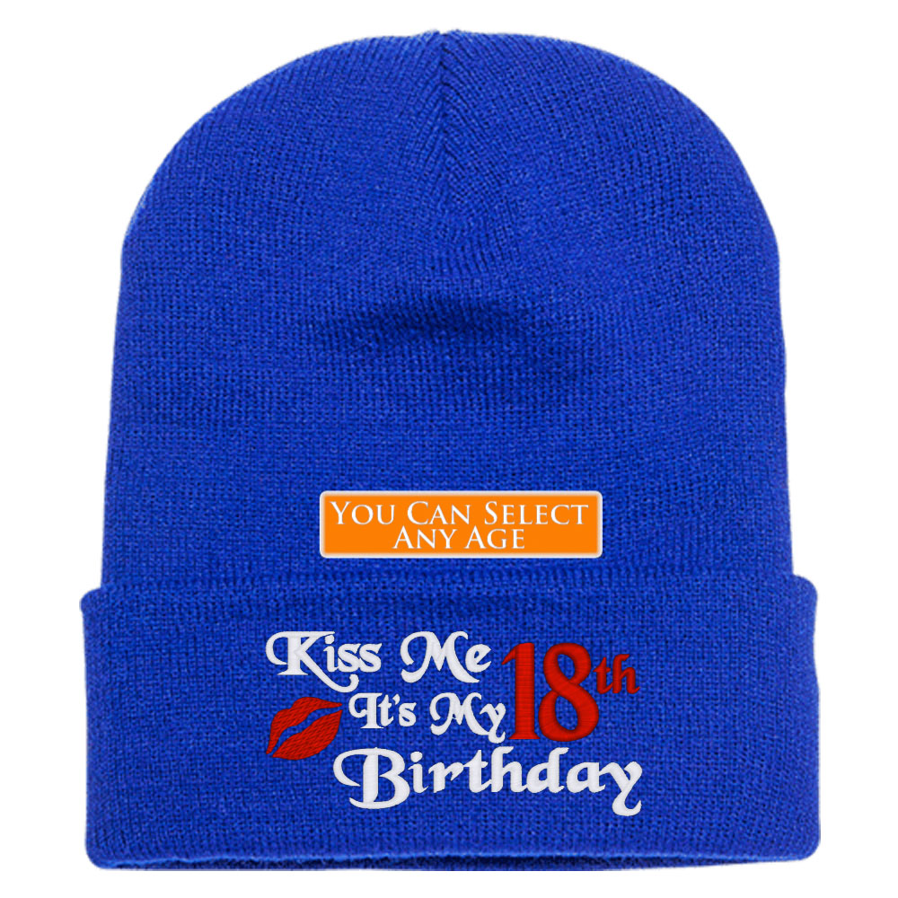 Kiss Me, It's My [Custom Age] Birthday Knit Beanie