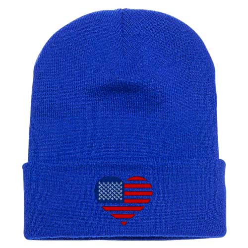 American Flag Heart Knit Beanie