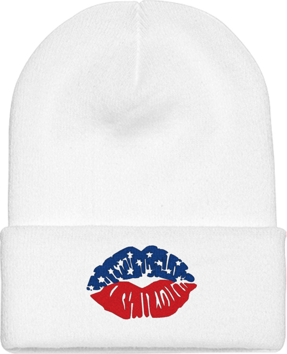 USA American Lips Knit Beanie