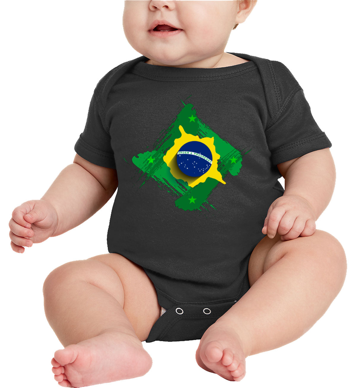 Brazil Flag Diamond Shape Baby Onesie