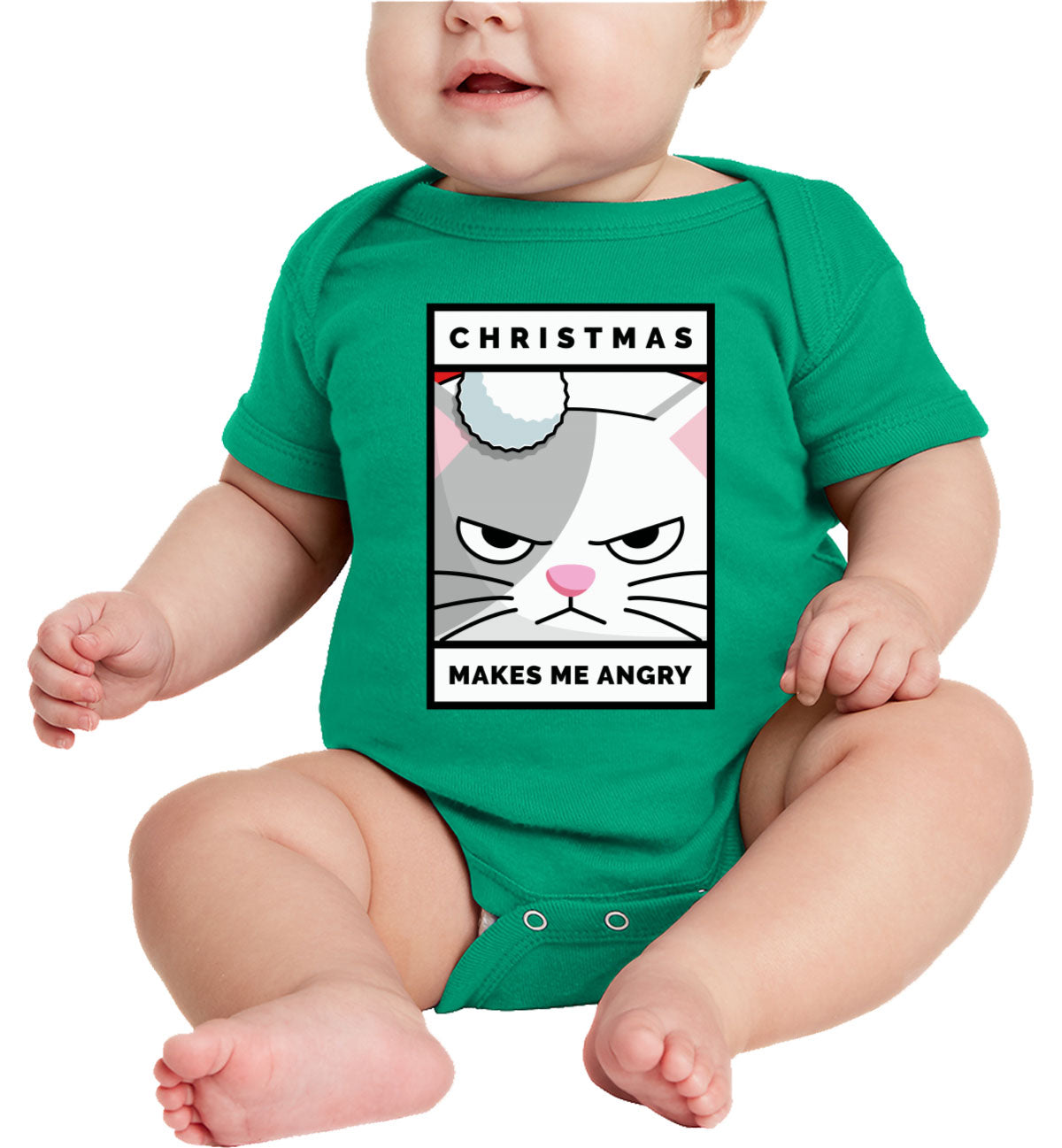 Christmas Makes Me Angry Cat Christmas Baby Onesie