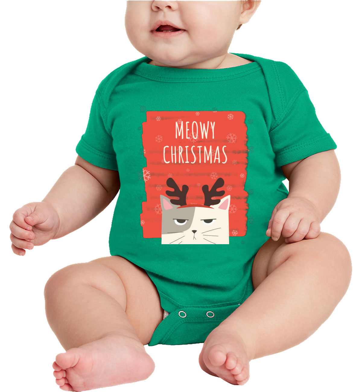 Meowy Christmas Cat Christmas Baby Onesie