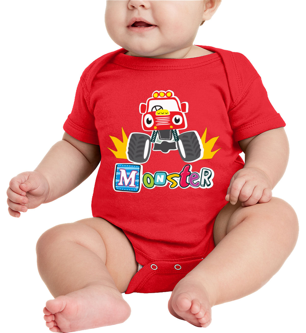 Cute Monster Truck Baby Onesie