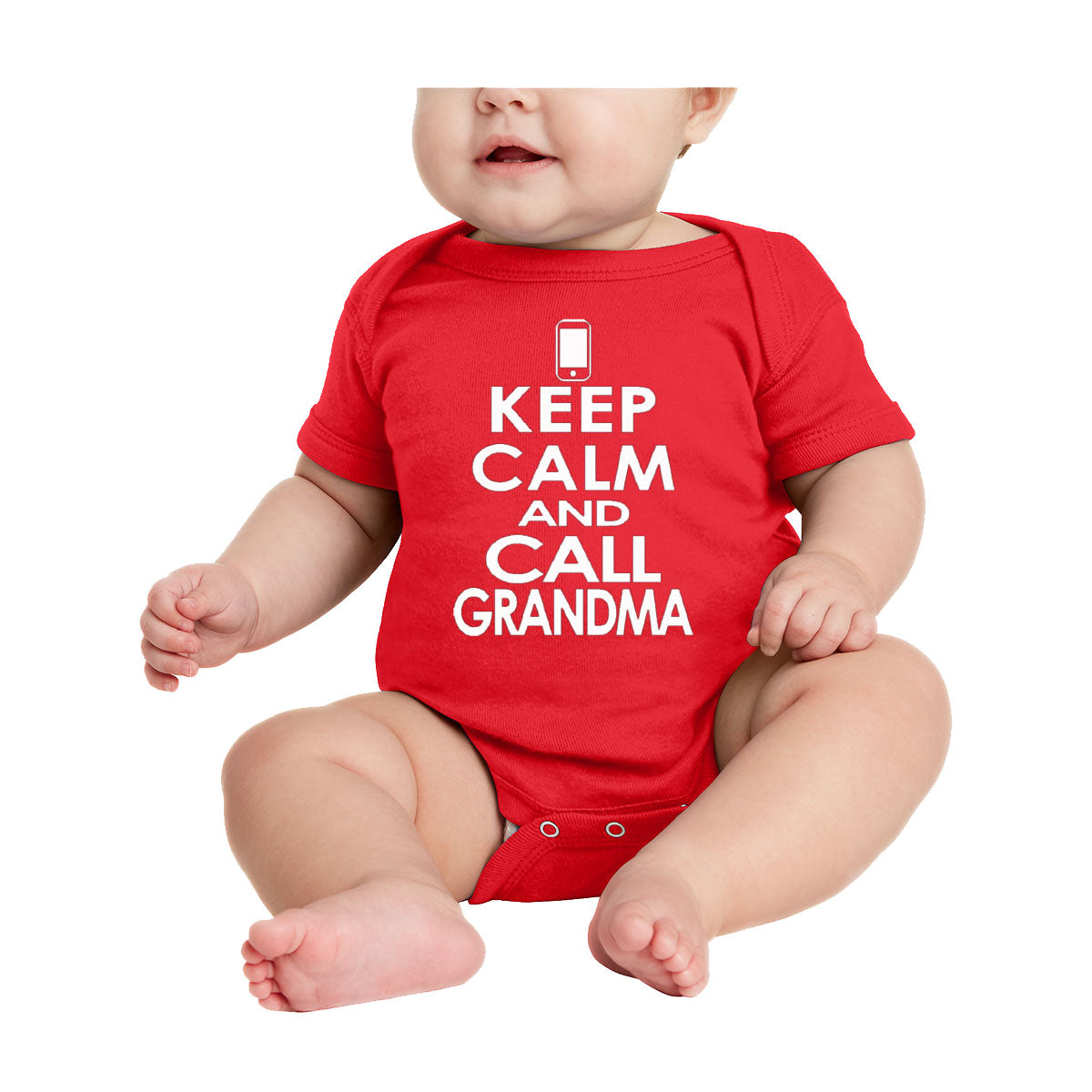 Keep Calm And Call Grandma Baby Onesie