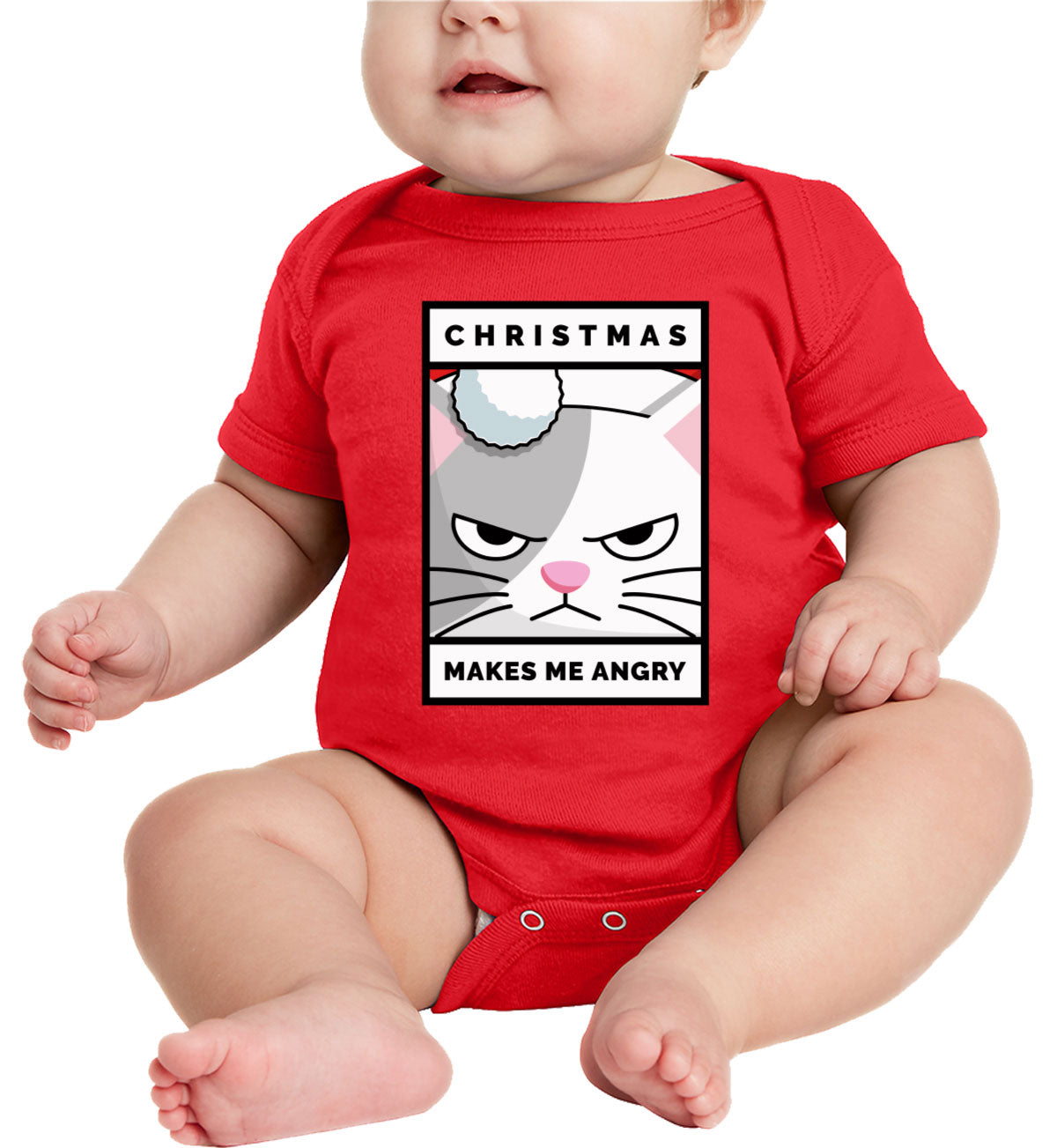 Christmas Makes Me Angry Cat Christmas Baby Onesie