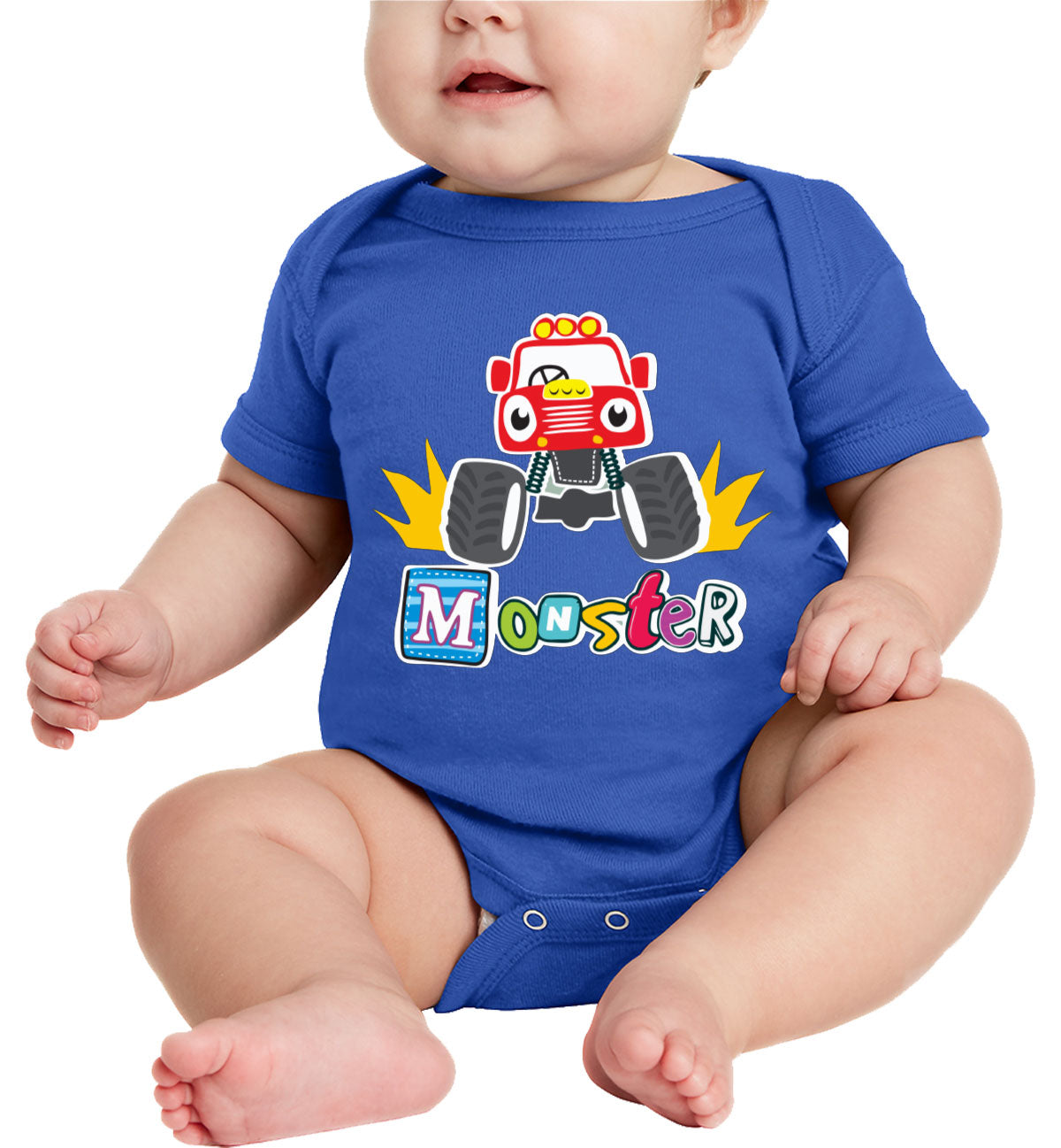 Cute Monster Truck Baby Onesie