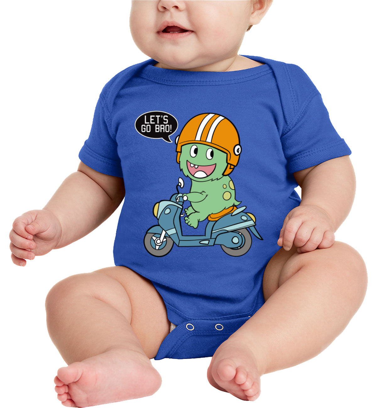 Let's Go Bro Biker Dinosaur Baby Onesie