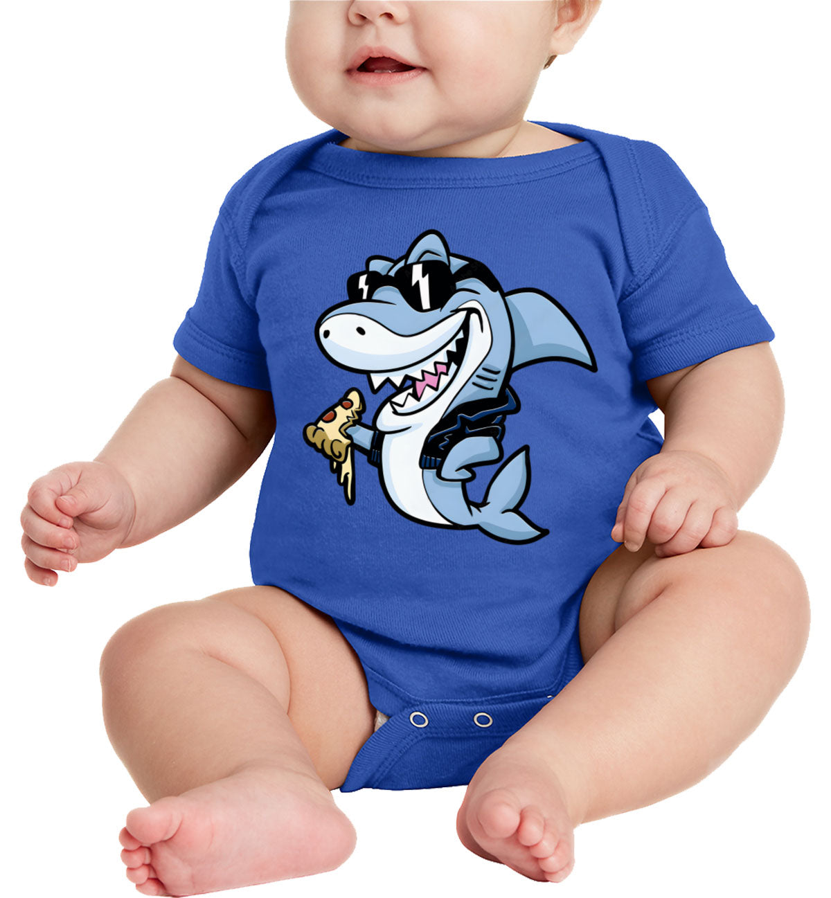 Cool Shark Eating Pizza Baby Onesie