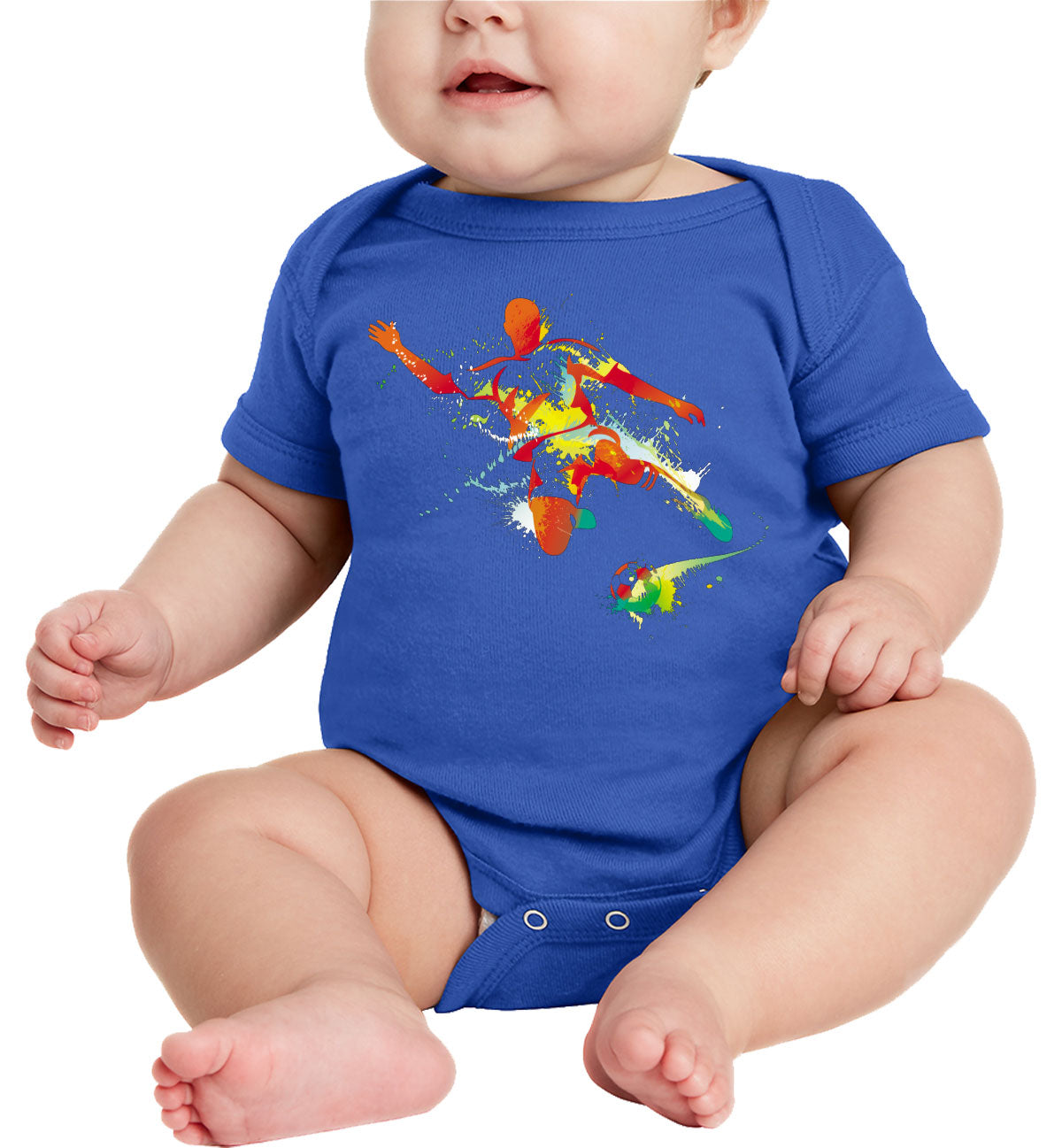 Colorful Soccer Player Baby Onesie