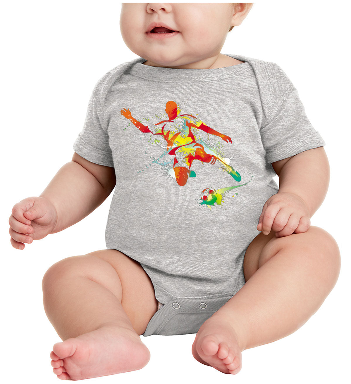 Colorful Soccer Player Baby Onesie