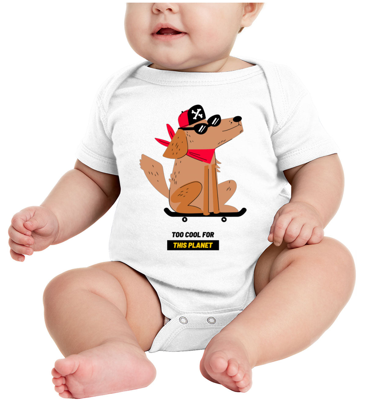 The Dog On A Skateboard Baby Onesie