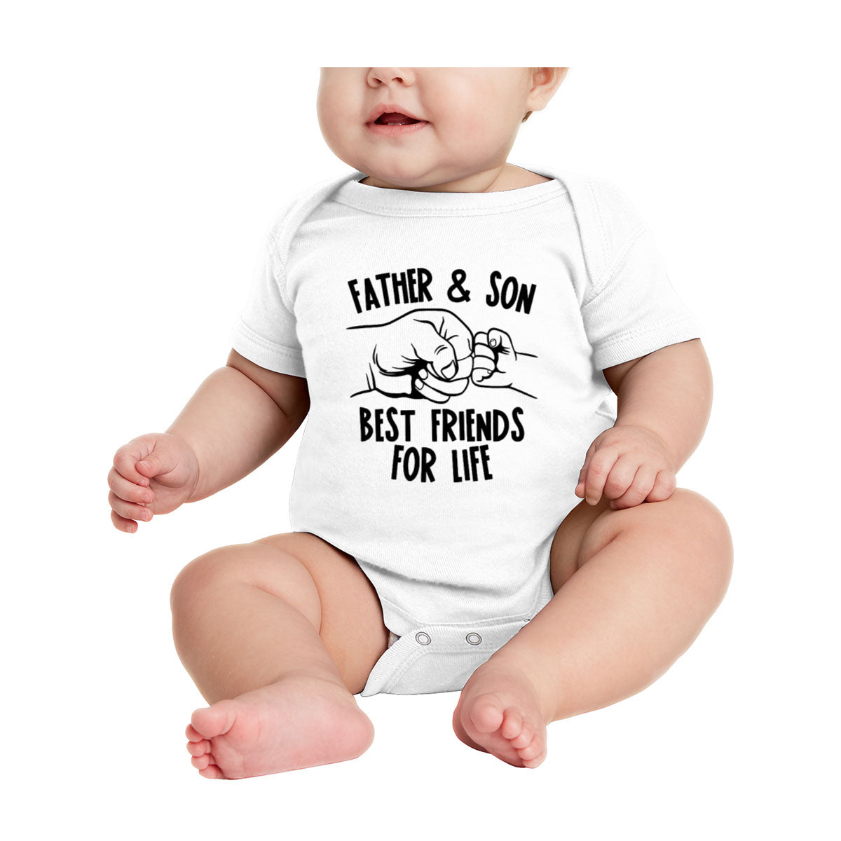 Father And Son Fist Bump Baby Onesie