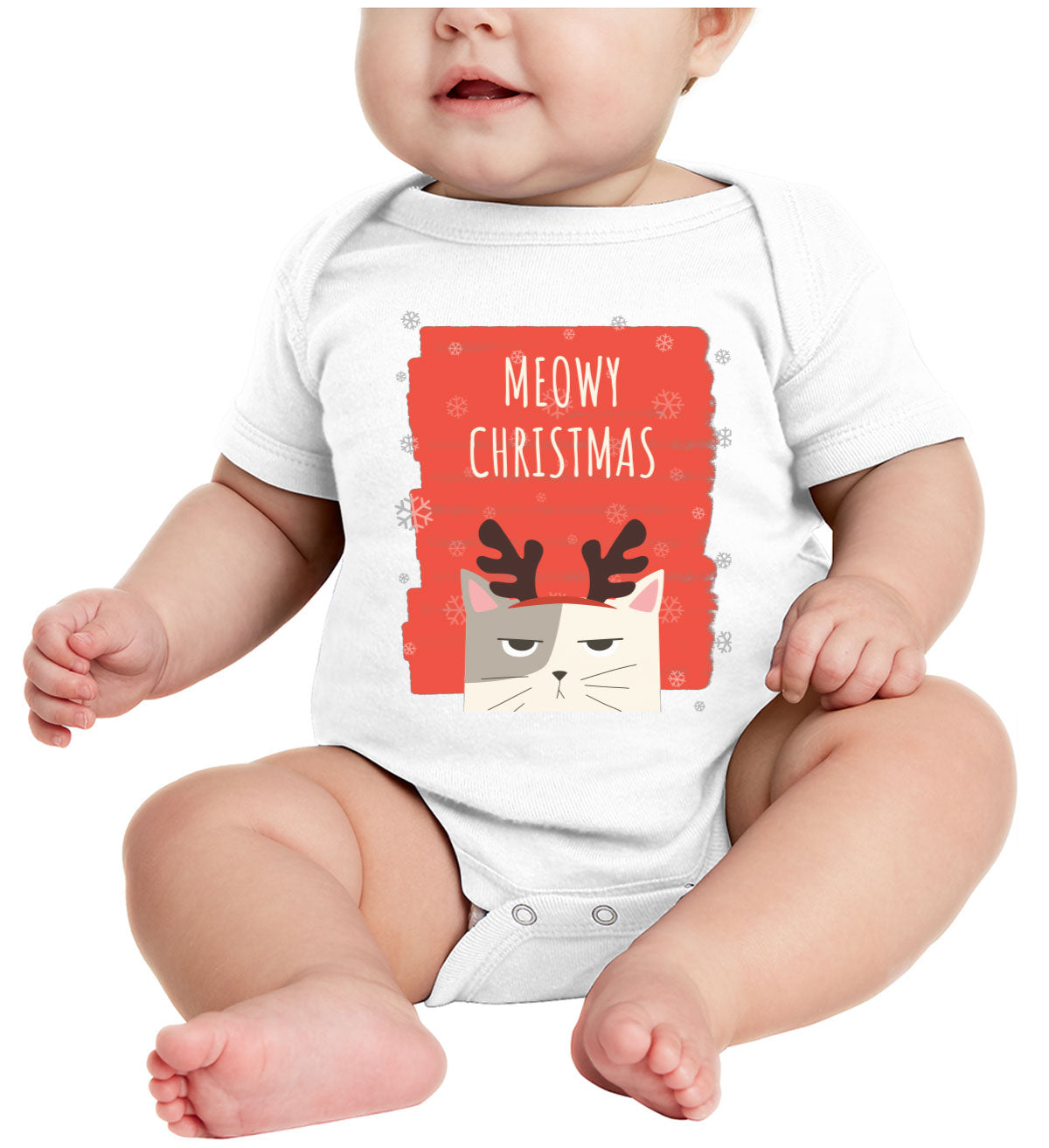 Meowy Christmas Cat Christmas Baby Onesie