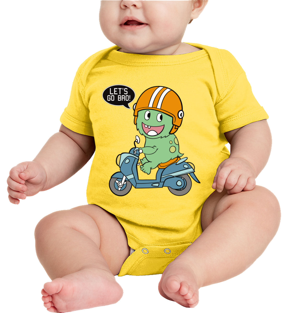 Let's Go Bro Biker Dinosaur Baby Onesie