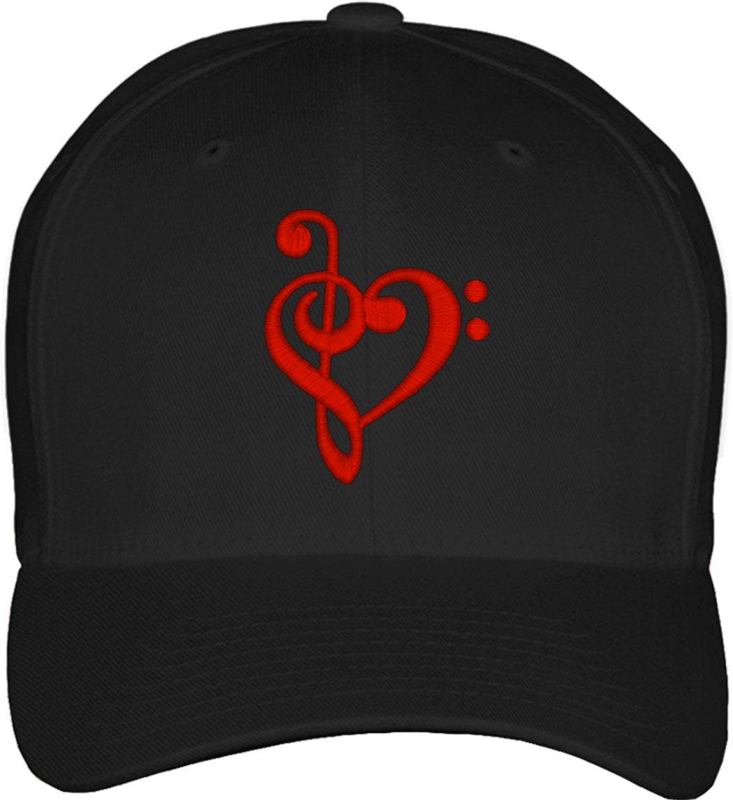 Music Notes Heart Fitted Baseball Cap