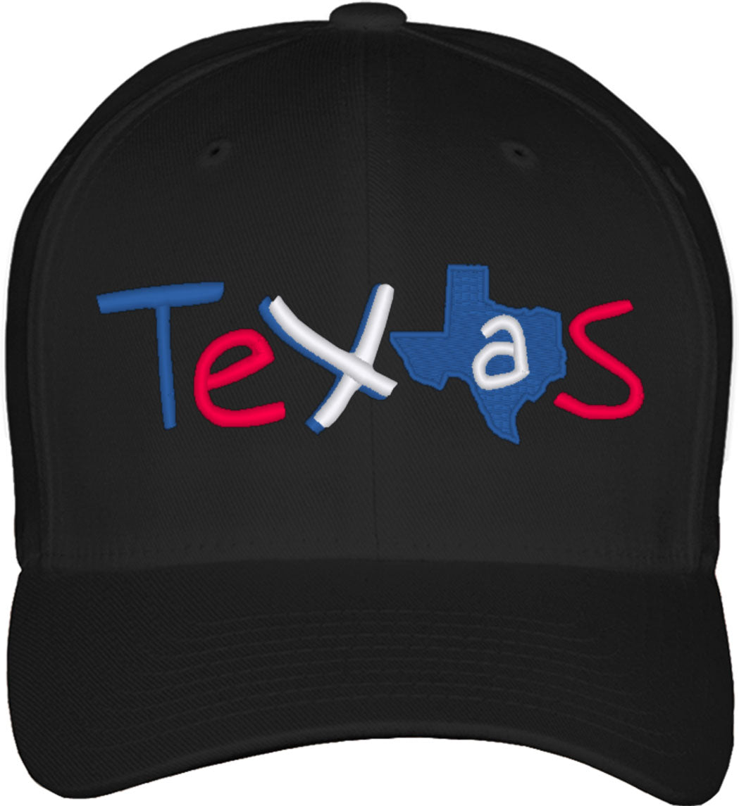 Texas State Map Fitted Baseball Cap