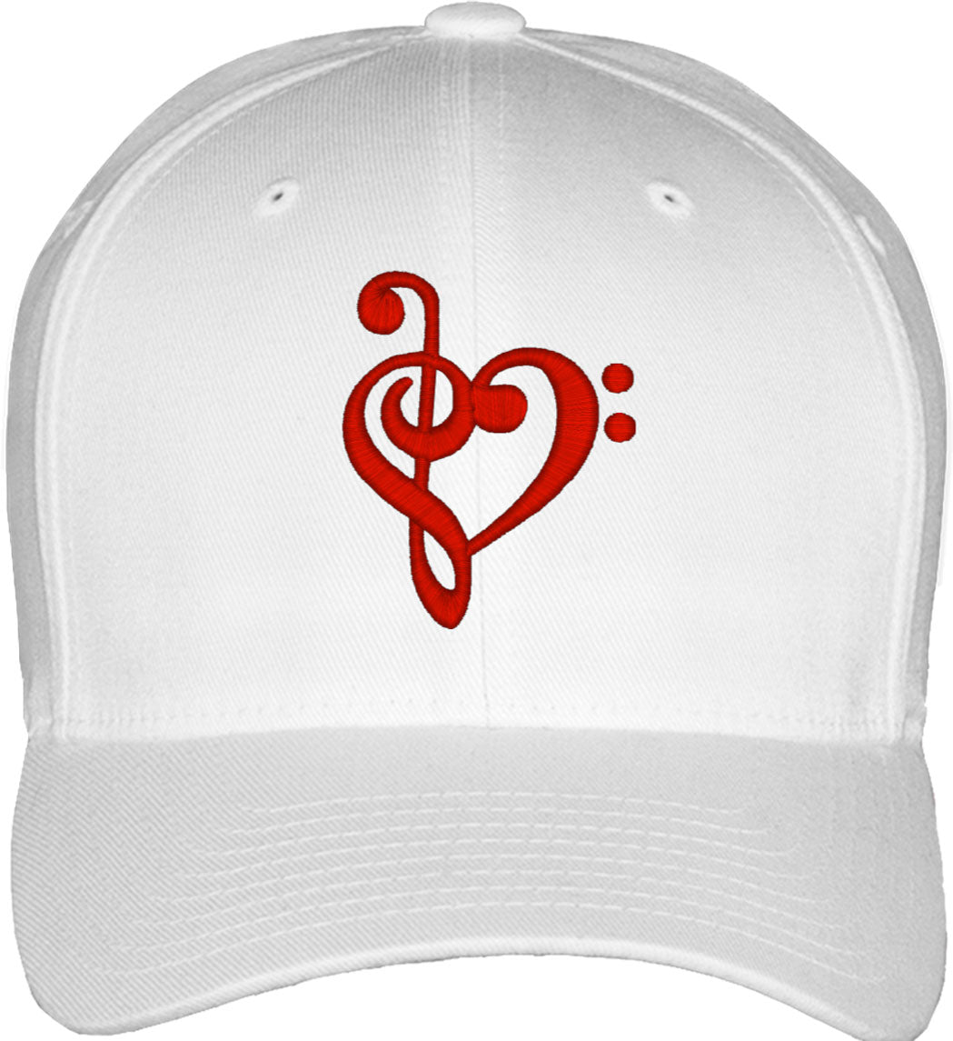 Music Notes Heart Fitted Baseball Cap