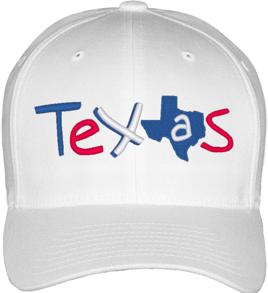 Texas State Map Fitted Baseball Cap