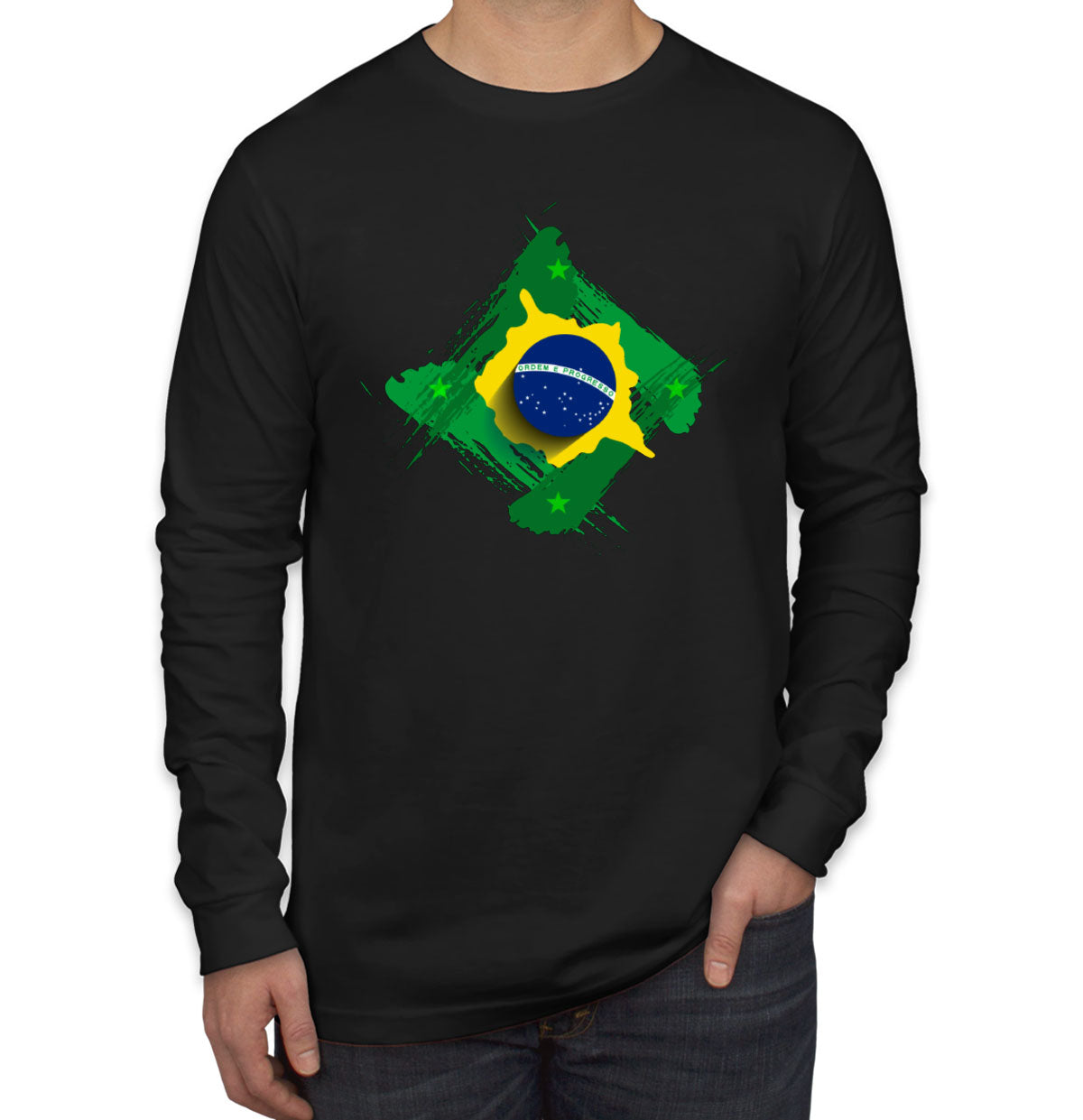 Brazil Flag Diamond Shape Long Sleeve Shirt