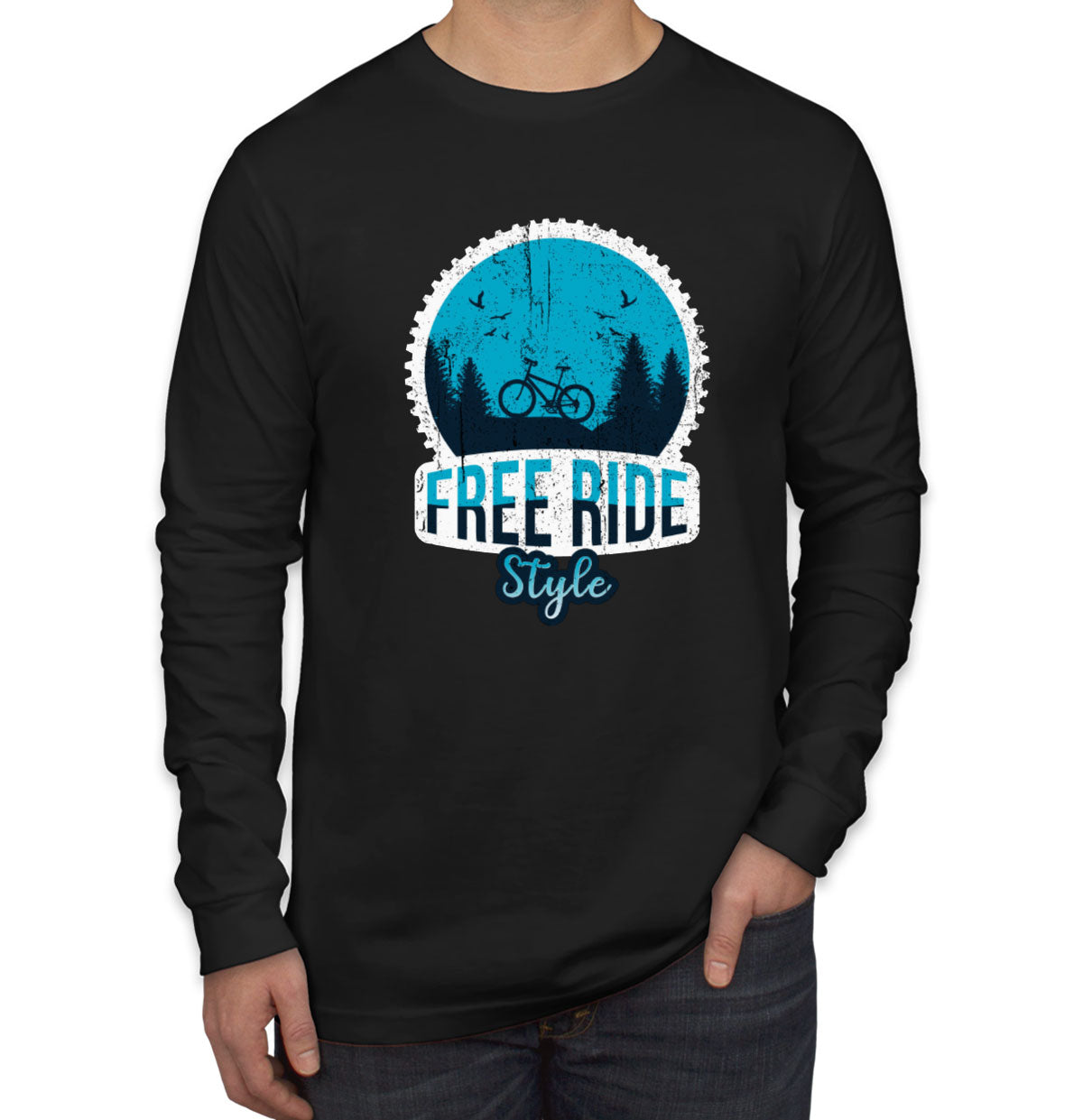 Free Ride Style Bicycle Men's Long Sleeve Shirt