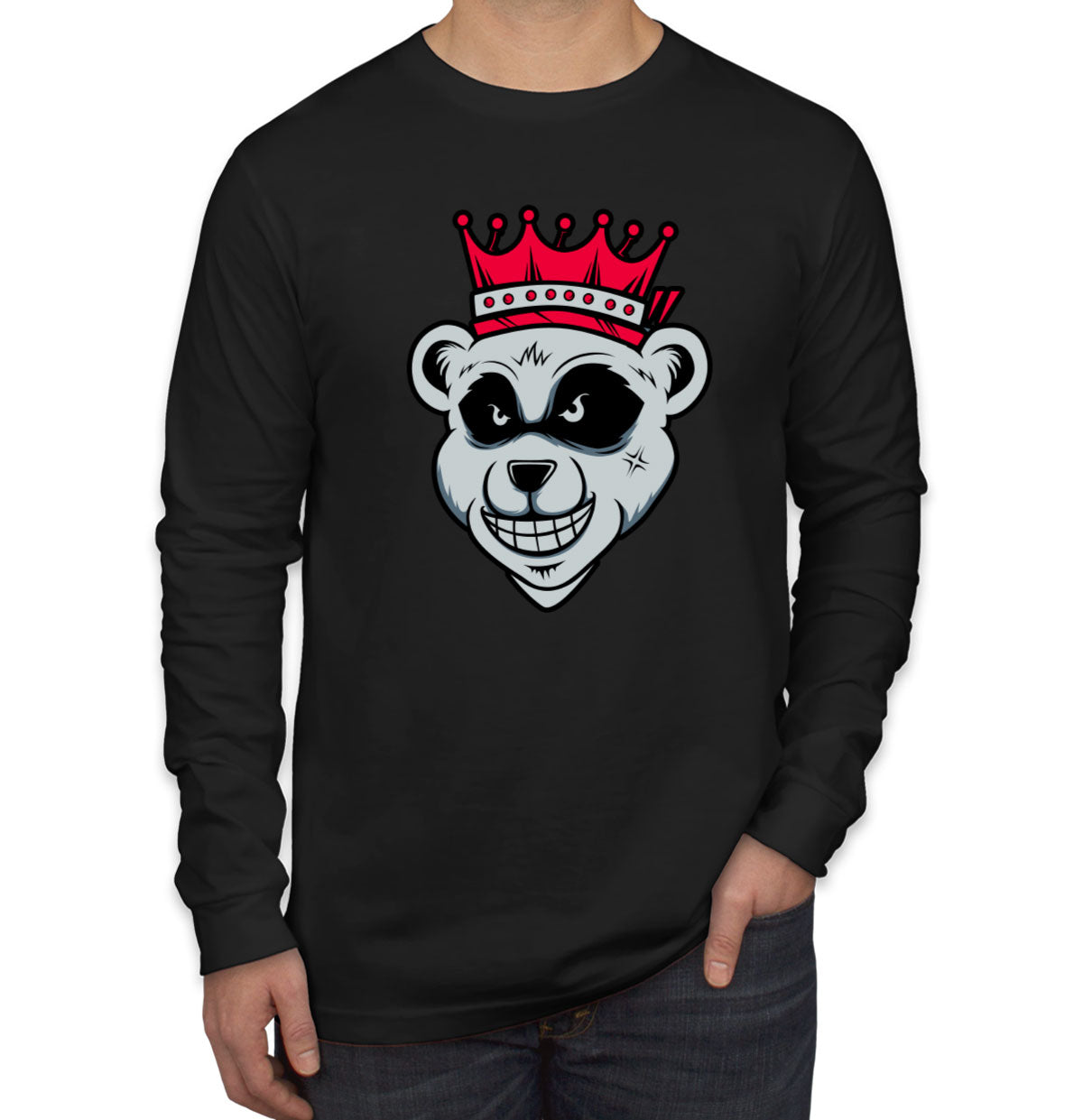 King Bear With Crown Men's Long Sleeve Shirt