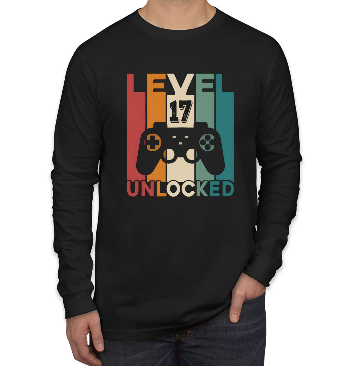 Level 17 Unlocked Gaming Birthday Men's Long Sleeve Shirt