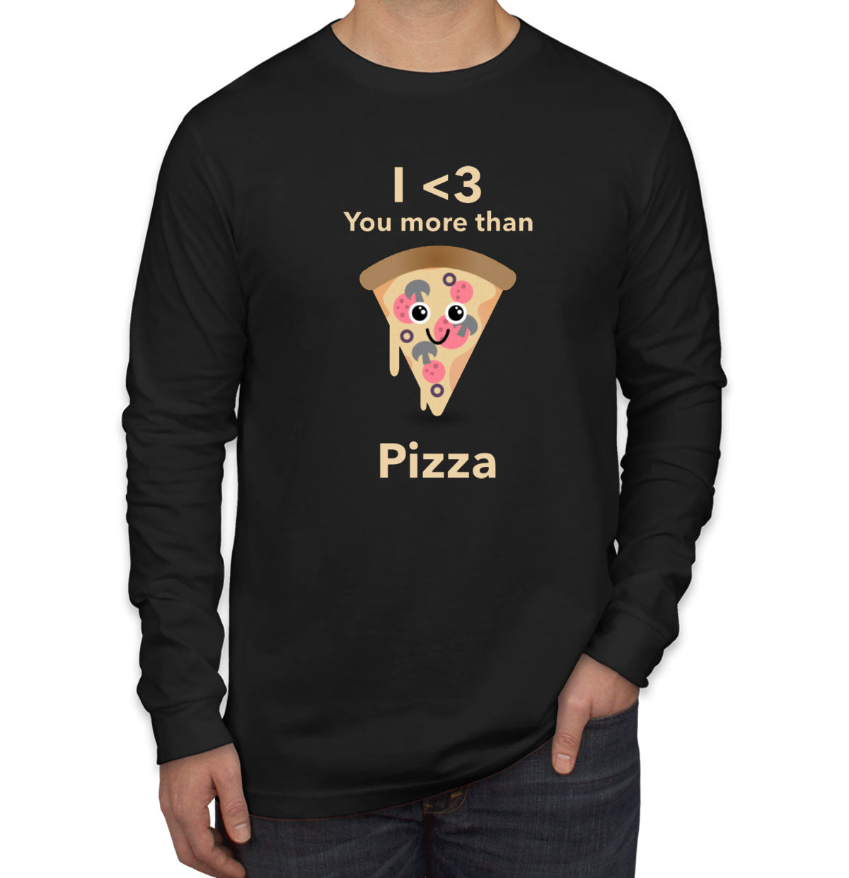 I Love You More Than Pizza Valentine's Day Men's Long Sleeve Shirt