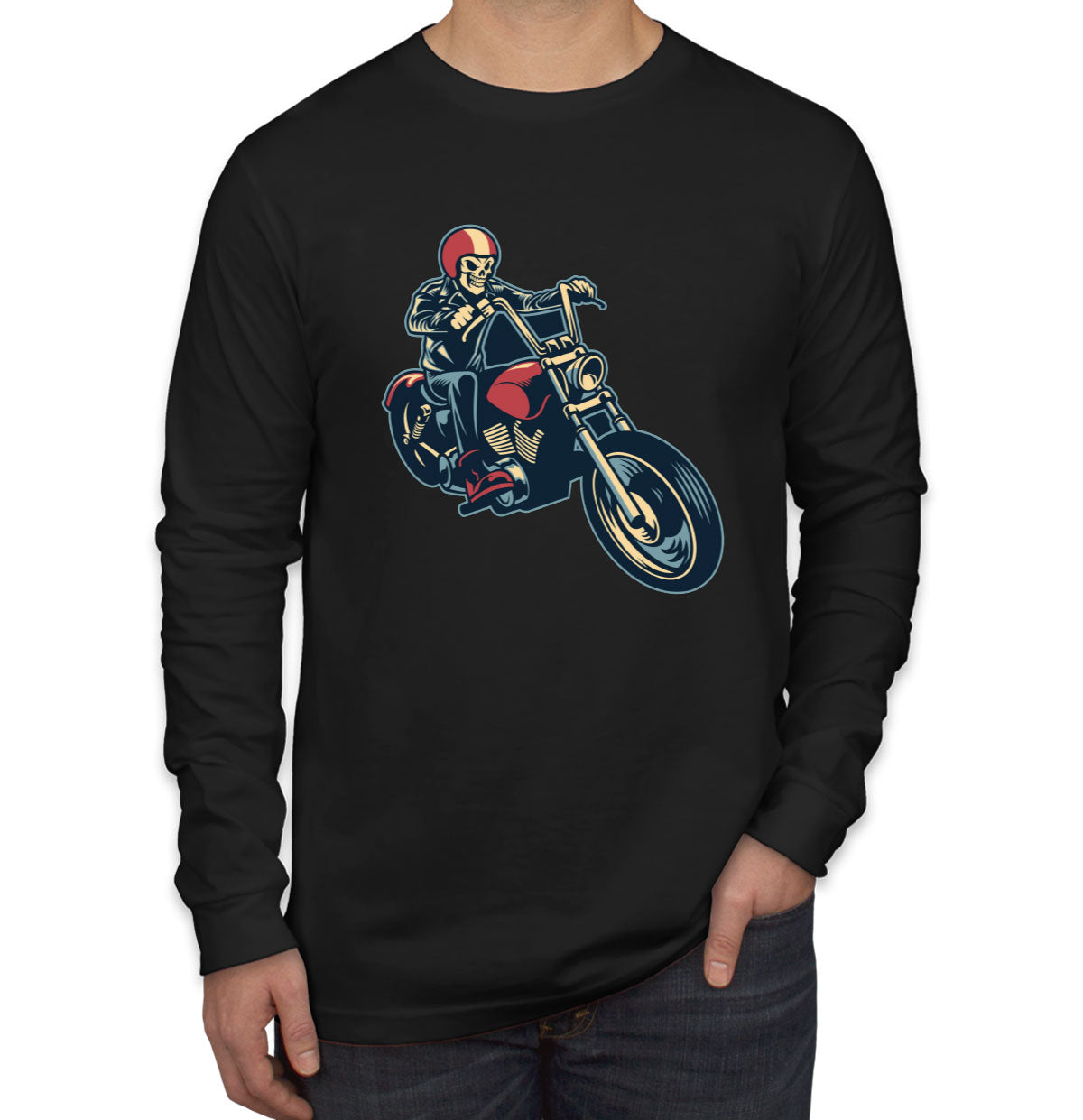 Skull Motorcycle Moto Skull Long Sleeve Shirt