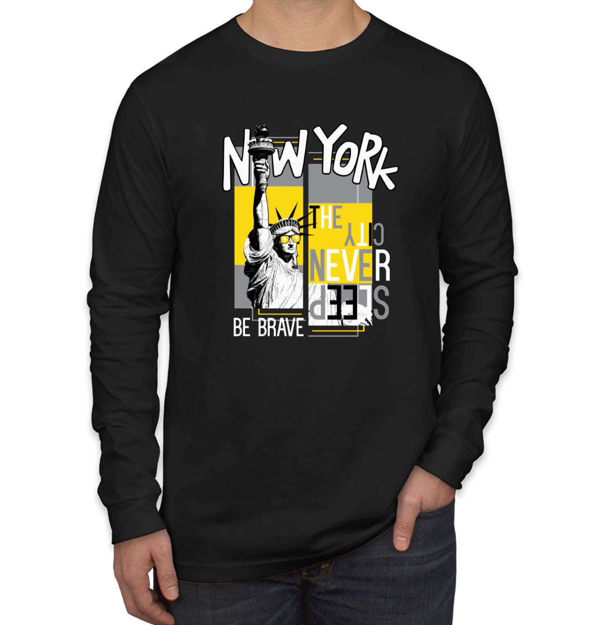 New York The City Never Sleep Men's Long Sleeve Shirt