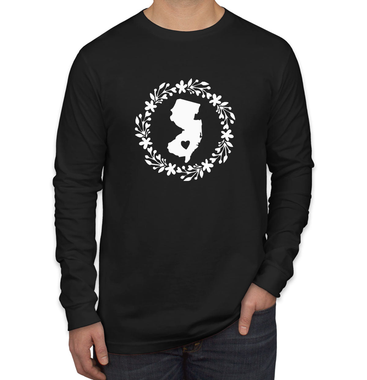 New Jersey NJ Heart Men's Long Sleeve Shirt